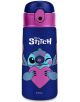 Бутилка за вода Seven Lilo & Stitch: стоманена, синя, със сламка и розов капак. Дисни дизайн със Stitch, розово сърце и надпис "STITCH". Идеална термо бутилка за фенове на Lilo & Stitch!.-2-thumb
