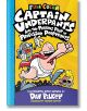 Корицата на кутията на Captain Underpants Forever Box Set #1-12 от Dav Pilkey, на която капитанът Underpants лети по бельо с деца и злодей на заден план - забавно допълнение към всяка колекция Captain Underpants.-5-thumb