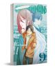На корицата на Chainsaw Man, Vol. 9 са изобразени розовокоса жена, синеок ловец на дяволи с ангелски криле в профил и усмихнато момче в кафяво палто на фона на тийн и бял градски пейзаж.-1-thumb