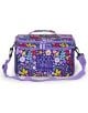 Чанта за храна Legami - Цветя, 7,7 л. е лилава чанта за обяд с цветни флорални мотиви, дръжка, каишка за рамо и цип. Изработена е от рециклирани материали; "GOOD THINGS take time" ("ДОБРИТЕ НЕЩА изискват време") е отпечатано в бяло отпред.-1-thumb