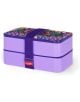 Legami - Flowers кутия за храна е лилава двуетажна кутия за обяд с капак с флорален десен, закрепен с подходяща ластична лента с червен етикет LEGAMI.-1-thumb