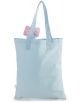 Светлосиня памучна чанта за пазаруване Nici Molang с две дръжки и голяма розова панделка, която наднича от вътрешността на ежедневната дамска чанта.-2-thumb