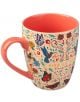 Чаша Grupo Erik Frida Kahlo Viva La Vida - цветна керамична чаша с коралова дръжка и интериор, украса с пеперуди, птици и цветя, надпис "Viva La Vida Frida Kahlo" - идеален подарък за фенове на изкуството.-2-thumb