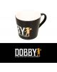 Чаша Grupo Erik Хари Потър - Доби е черна керамична чаша с надпис "DOBBY" в удебелен бял цвят, златен силует на домашен елф и фразата "HAS COME TO SAVE HARRY POTTER AND HIS FRIENDS" (Дойде да спаси Хари Потър и приятелите му) под нея.-3-thumb