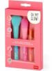 Комплект в кутия на Legami Oh My Glow - Daisy грим четки с цветни сини, розови и оранжеви косъмчета и пастелни дръжки. Опаковката подчертава, че комплектът е веган и без жестокост.-1-thumb