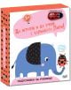 Ярка корица на българска детска книга, озаглавена "Да играем и да учим с калинката Лили. Слонче" за възраст 3+, показва усмихнато синьо слонче и Калинката Лили на розов фон на точки, идеален за игриво учене.-thumb