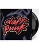 Плочата на Daft Punk - Homework (2 VINYL) частично се измъква от ръкава, на който е изобразено червеното лого на Daft Punk върху тъмна, наподобяваща сатен обложка - ярък намек за тази електронна музика албум.-thumb