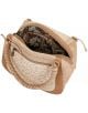 Дамска чанта Anekke Memories 31 x 25 x 16 см в бежово и кафяво със сплетена дръжка, флорални мотиви отпред, декоративен таг, надпис "красотата преобразява сърцето" на кантара и флорална вътрешна подплата.-8-thumb