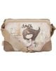 Дамска чанта Anekke Memories за през рамо 24 x 16 x 8 см, в бежово и розово, със забавна илюстрация на момиче с кафява коса и затворени очи, декоративни шевове и надпис "Анеке", вдъхновена от спомени.-3-thumb