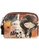 Дамски портфейл Anekke Alma (12 x 9 x 3 см) е с цип и пъстър дизайн, вдъхновен от анимационно момиче с кестенява коса, надпис "Dance with your Alma" и цветни шрифтове.-2-thumb