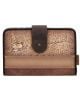 Дамски портфейл Anekke Dreamverse, 14 х 10 см - кафяв с шарка, RFID защита, копче за закопчаване и емайлирана златна котка с крила горе вляво - идеален за фенове на серията.-2-thumb