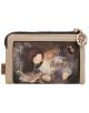 Дамски портфейл Anekke Dreamverse, 15 х 10 см, бежов, с RFID защита и цип. Илюстрация на момиче с кафява коса, мъниста и име отпред. Метален медальон с момиче виси от ципа.-1-thumb