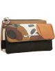 Компактен, многоцветен дамско портмоне Anekke Alma 14 х 8 х 3 см. с абстрактни шарки в земни тонове в кафяво, оранжево и бежово, сребърен цип и метален акцент, както и черен страничен текстилен етикет.-1-thumb