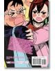 На корицата на Dandadan, Vol. 15, двама анимационни герои изглеждат емоционални: плачещо момче със стиснати юмруци е сграбчено от разочарованото момиче, председател на изследователския клуб с червена вратовръзка и лента на главата; текстът и данните за кн-2-thumb