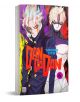 Корицата на Dandadan, Vol. 6 представя две интензивни беловласи фигури в забележителни тъмни костюми на ярък фон, изпъстрен с боя, а светещото червено заглавие внушава тръпката от предстоящите свръхестествени битки.-1-thumb