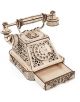 Дървен 3D модел на винтидж телефон за сглобяване EWA е красиво орнаментиран аксесоар с издърпващо се чекмедже, идеален за интериор във винтидж стил и чудесен дървен конструктор за сглобяване.-6-thumb
