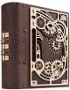 Вдъхновена от Ugears - Книгата на Тайните, тази механична дървена кутия с 263 части прилича на книга с видими зъбни колела, заключващ циферблат и цифров код за отключване на гърба.-1-thumb