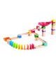 Дървена писта Hape - Екстремно спускане, 50 части е цветен дървен комплект "Направи си сам" с рампи, блокчета, спирала и ярки домино елементи за забавни мраморни каскади и ефектно събаряне.-4-thumb