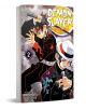 Обложка на Demon Slayer Kimetsu no Yaiba, Vol. 2 It Was You: Танджиро Камадо вдига решително меча си, докато до него стои герой в костюм и шапка. Заглавието и авторът Koyoharu Gotouge се появяват на корицата.-1-thumb