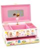 Детска музикална кутия Floss & Rock Best Friends в розово и бяло с картинки на момичета и цветя, огледалце, въртяща се балерина, отделения и чекмедже-идеален подарък за деца.-3-thumb