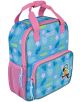 Детска раничка Mini-Me - PaulaPapagei е синьо-розова термоизолирана чанта с мотиви на листа и цветя, две отделения с цип, страничен мрежест джоб, розови дръжки, ергономични презрамки и цветна лепенка с папагал. Идеална за детска градина!.-1-thumb