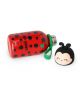 Детска термобутилка Legami - Ladybug е червен детски термос с черни петна, текст "GET LUCKY", зелена детелина и дръжка, както и капачка с формата на усмихната божа краставица с антени.-4-thumb