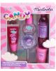 Детски комплект за красота Martinelia - Candy включва балсам за устни, лак за нокти и гримове в розова и лилава опаковка с бонбони и облаци, с пастелен приказен дизайн.-1-thumb