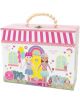 Цветната правоъгълна кутия с мъниста за дръжка съдържа рисунки на Floss & Rock Best Friends на две момичета, балони, растения и къща. Марката е видима. Идеална за играчки за деца или като детски музикален комплект за чай.-2-thumb