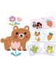 Илюстрация на усмихнато кафяво мече с цветя до три карти от Детски пъзел Djeco Duo: Цветовете, 12 х 2 части - с божа кравичка и ягода, лисица и морков и кактус и жаба.-2-thumb