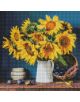 Диамантен гоблен Ideyka - Букет слънчогледи: ярки слънчогледи в бял съд на дървена маса с кошер, сливи и кошница-идеален избор за любителите на картини с диаманти и 5D диамантено изкуство.-1-thumb