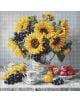 Диамантен гоблен Ideyka - Слънчогледи с грозде представя букет слънчогледи и грозде във ваза с чайник, чаши, лимон и сливи-идеален за фенове на диамантена мозайка и 5D картини.-1-thumb