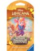 Бустерът с ръкави Disney Lorcana TCG: Wilds Unknown, с етикет буустър пакет, изобразява мишка приключенец и включва 12 допълнителни карти за игра и логото на Ravensburger в ъгъла.-2-thumb