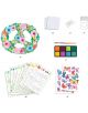Комплект Djeco: Направи си сам пролетна декорация съдържа флорален пийс знак, четка, бои, лепящи точки и лентички, ъглов стикер, осем листа за оцветяване и два със стикери на пеперуди.-5-thumb