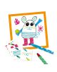 Цветна анимационна мишка с шарени уши, ръце и тяло, червени ботуши и жълта топка е представена в Комплект за рисуване Djeco: Забавни животни - идеален за животински рисунки и занимания за деца. Включва маркери на полка и карти за рисуване.-5-thumb