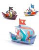 Комплект за оригами Djeco: Лодки включва три ярко украсени хартиени лодки - пиратска, със моряк и рибка, и с русалка и флаг със сърце.-5-thumb