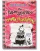 Корицата на Дневникът на един Дръндьо - книга 20 - Парти и половина изобразява карикатурно момче с торта за рожден ден на розов фон от матирана тетрадка с пръски, което подсказва за парти-изненада. ISBN: 9786197560336-2-thumb
