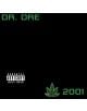 Черна обложка за Dr.Dre - 2001 (2 VINYL): "2001" в зелено горе вляво, лист канабис и "2001" долу вдясно, етикет за родителски съвет - емблематичен хип-хоп албум на винил.-thumb