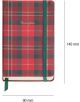 Джобен бележник Miquelrius Highland Days Lenox със 100 листа на широки редове има червена и зелена карирана корица с надпис "Thoughts", еластично затваряне, книгоразделител с панделка, FSC сертифицирана хартия, размери 140x90 мм.-3-thumb