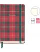 Джобен бележник Miquelrius Highland Days Lenox с червена тартанова корица, надпис Thoughts, 100 листа кремава FSC хартия 100 г/м² на широки редове, зеластична лента и отметка.-2-thumb