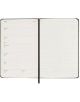 Отворен до 13-19 юли, Джобен черен седмичен тефтер-органайзер Moleskine Black 2026 г. с твърди корици показва седмичен органайзер отляво, подредени бележки отдясно и разполага с черна лента за отбелязване.-5-thumb