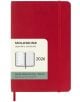 Джобен червен седмичен тефтер-органайзер Moleskine Scarlet Red 2026 г. С меки корици, ластик и етикет с илюстрация на отворен тефтер и надпис Legendary notebooks.-1-thumb