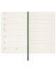 Джобен зелен седмичен тефтер-органайзер Moleskine Myrtle Green 2026 г. С меки корици е отворен, показва седмичен календар и място за бележки, със зелен разделител по средата - идеален за организиране.-5-thumb
