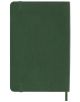 Затворен Джобен зелен седмичен тефтер-органайзер Moleskine Myrtle Green 2026 г. С меки корици, със заоблени ъгли, ластик и разделител, стои на бял фон.-7-thumb