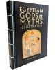 Илюстрованата книга "Египетски богове и митове" с твърди корици включва релефен златен текст и древноегипетски рисунки на две седящи фигури, които вдъхват живот на завладяващия свят на египетските богове и митове.-1-thumb