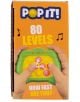 Кутия с играчки, на която с едри букви е изписано "Електронна игра Pop It Apli Kids - жълта". Отдолу две ръце натискат бутони на жълта електронна POP IT игра. Текстът в долната част гласи: "HOW FAST ARE YOU?" (Колко си бърз?) с музикални ноти на заден пла-6-thumb