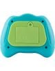 Заден изглед на Електронна игра Pop It Apli Kids - зелена, показващ зелено отделение за батерии с винт и четири ъглови винта на синия корпус -перфектен подарък за деца!.-5-thumb