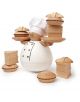 Фигура за баланс и забавление The Baker е дървена играчка-готвач с бяла шапка, която балансира дървени хлябове и сладкиши-забавен начин за развитие на координация око-ръка, идеална за семейни игри вечери.-3-thumb