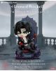 A chibi-style мини фигурка Lord of Mysteries - Invitation of Fate в костюме с черными волосами и красными перчатками сидит на троне с розой. Готический фон с колоннами и поэтичным текстом украшает композицию.-4-thumb