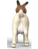 Заден изглед на Фигурка Schleich: Бурска коза, на който се виждат бялата ѝ козина, кафявите уши, опашката, задните крака и вимето на обикновен бял фон.-2-thumb