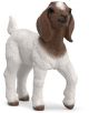 Фигурка Schleich: Бурска коза бебе - реалистично моделирана с бяло тяло и кафява глава, уши и крака, идеална за любителите на играчки животни.-thumb